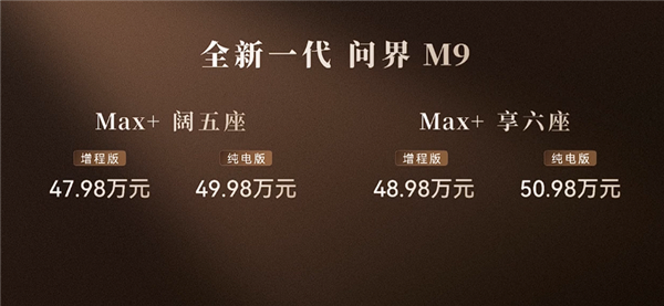 科技车皇全面回归!全新一代问界M9系列上市:47.98万起