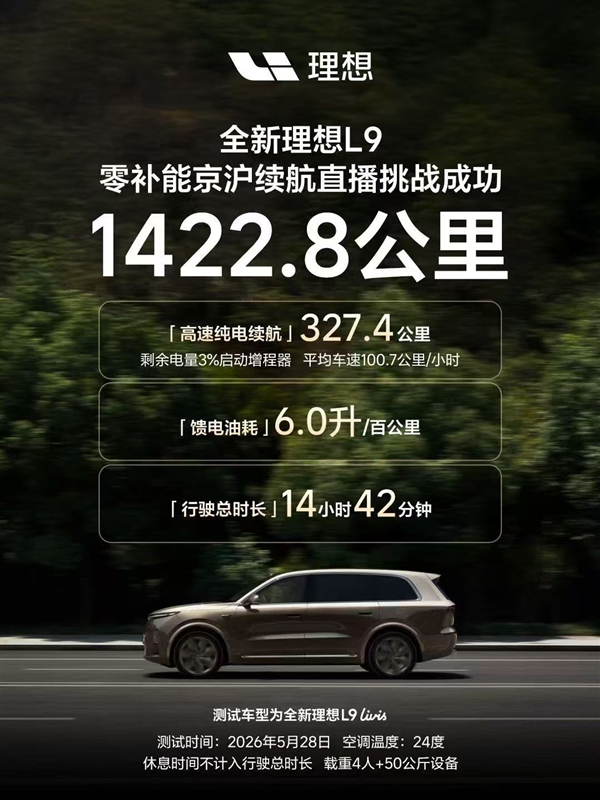 高速直播实测馈电油耗6L!李想:理想L9算不算地球上能耗最低的SUV