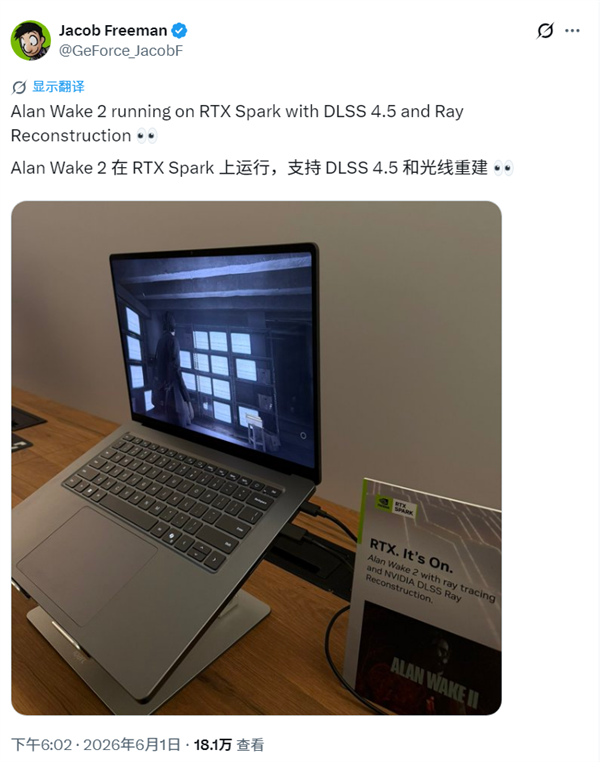 NVIDIA疯狂暗示RTX Spark GPU很强!开光追跑《心灵杀手2》无压力