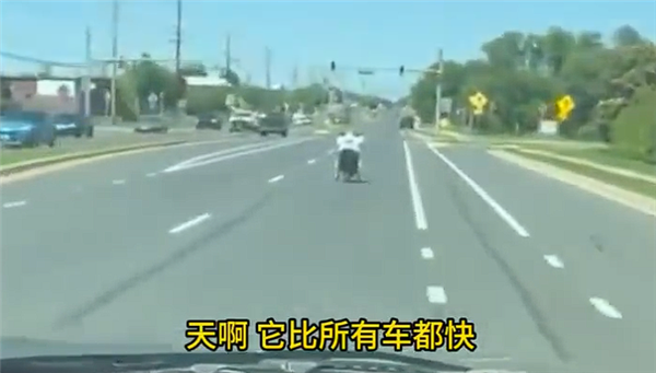 速度比汽车还快!美国男子开电动轮椅在路上狂飙