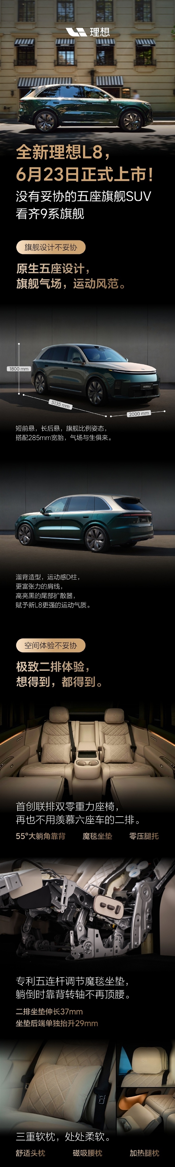 6月23日正式上市!一图看懂全新理想L8 Ultra/L8 Livis:舒适看齐奔驰GLS迈巴赫 操控比肩宝马X5M