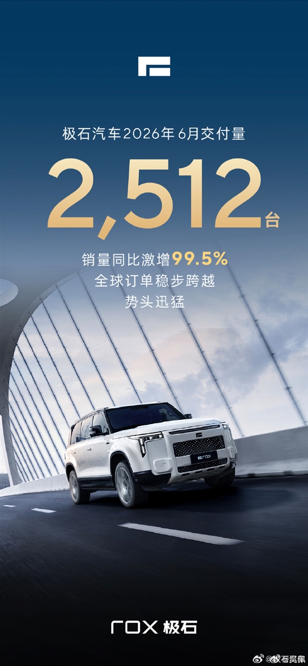 6月都没过完 极石汽车抢先公布交付数据 同比大增99.5%