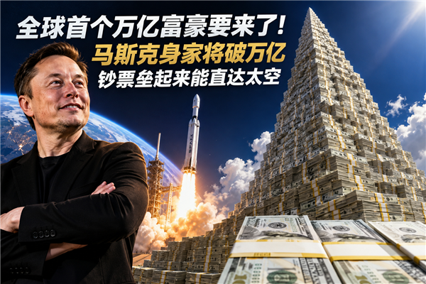 人类首个万亿富豪要诞生了!马斯克身家将破万亿 钞票垒起来能到太空
