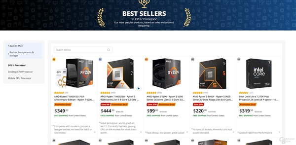 老将回归即爆款!AMD锐龙7 5800X3D重出江湖登顶CPU销量榜
