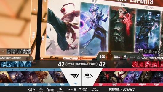 《英雄联盟》EWC四分之一决赛:T1战队2:0横扫HLE!季中赛冠军被碾压