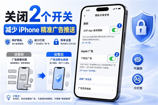 关闭这2个开关 减少iPhone精准广告推送