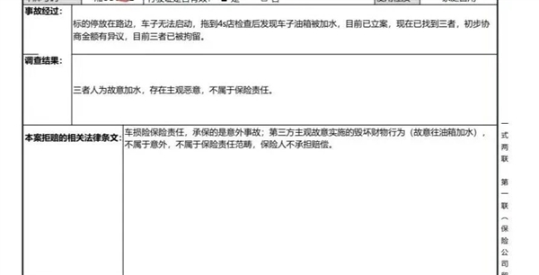 男子盗窃未果竟向油箱内倒水!车主花7600元修车:保险拒赔