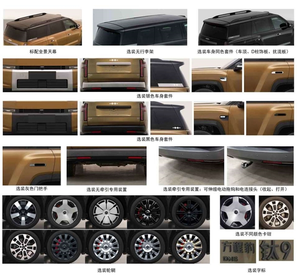 全尺寸六座硬派SUV!方程豹钛9新车申报:车长超5.2米