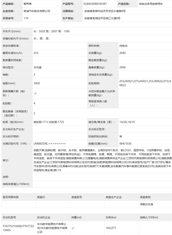 小米YU7最强对手!智界RX新车申报:低趴车身颜值出众