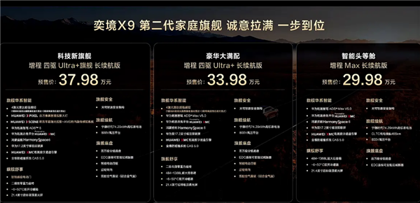 满血华为乾崑全栈智能 问界M9平替!奕境X9开启预售:29.98万起