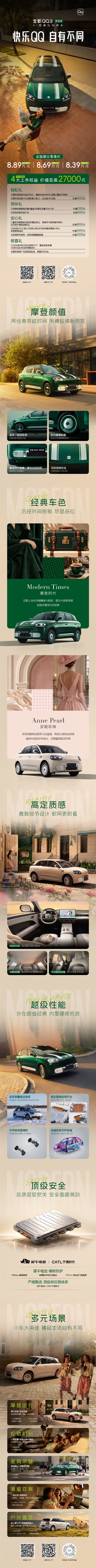 颜值大涨!奇瑞QQ3摩登版上市:8.39万配猎鹰500智驾