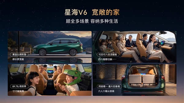 华系大六座星海V6正式上市9.99万元起!高端智驾迈入十万shidai