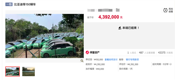 拆车利润比卖车还高!150辆新能源网约车被拍卖:均价2.93万元