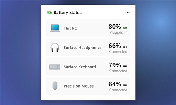 微软终于想通了!Windows 11推出电池小工具:设备电量一目了然