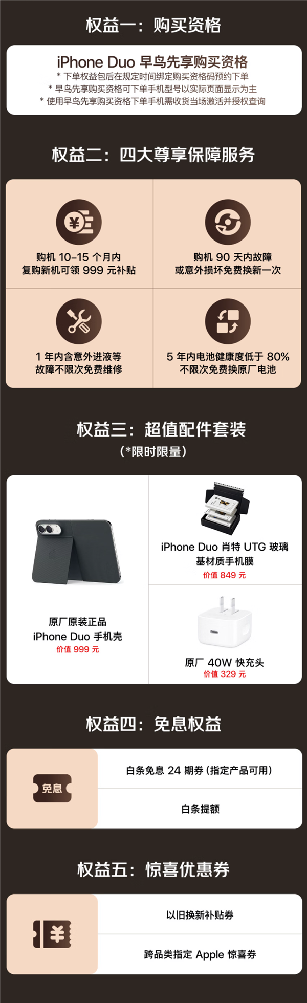 7999元!京东上线iPhone Duo早鸟先享无忧权益包:可优先抢购